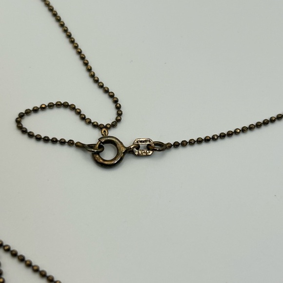 925 Silver Bronze Webbed Necklace Stamped JJT Italy Tiny Beaded Design - Picture 10 of 12